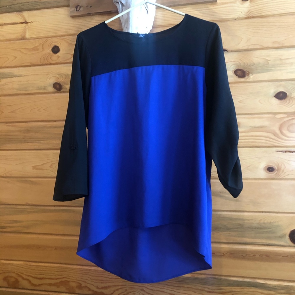 purple and black tunic blouse